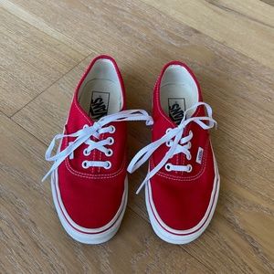 Red Lace-up Low Top Vans